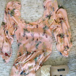 Scoop Floral Smocked Midi Dress - Small